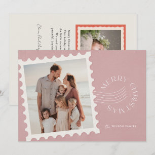 Cartes Pour Fêtes Annuelles Timbre rose Boho Dusty 2 Photo Noël