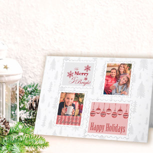 Cartes Pour Fêtes Annuelles Timbres de colis photo personnalisés et sapin de N