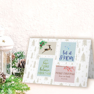 Cartes Pour Fêtes Annuelles Timbres postaux rétro et sapin de Noël