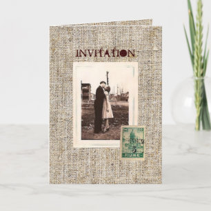 Cartes Pour Fêtes Annuelles Timbres rustiques vintage toile de jute mariage ca