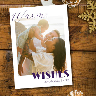 Cartes Pour Fêtes Annuelles Timeles Purple Vœux Deux Famille Photo de plage