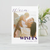 Cartes Pour Fêtes Annuelles Timeles Purple Warm Wishes Two Beach Family Photo (Debout devant)