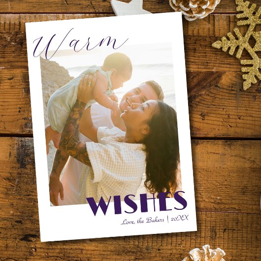 Cartes Pour Fêtes Annuelles Timeles Purple Warm Wishes Two Beach Family Photo