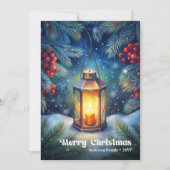 Cartes Pour Fêtes Annuelles Timeless Christmas lantern rustic pine wreath (Devant)