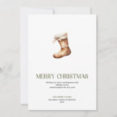 Cartes Pour Fêtes Annuelles Timeless Christmas Stocking Neutral Gold Minimal   (Devant)