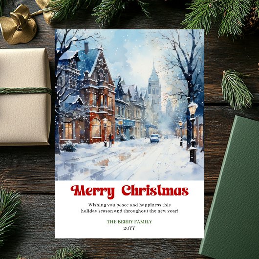 Cartes Pour Fêtes Annuelles Timeless rustic winter scene bold playful festive