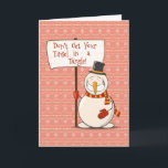 Cartes Pour Fêtes Annuelles Tinsel Snowman à la traîne<br><div class="desc">Le temps de Noël peut être si stressant pour tant de personnes alors envoyez à vos amis et à votre famille cette carte mignonne pour obtenir un coup de pouce d'eux et égayer leur journée!</div>