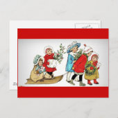 Cartes Pour Fêtes Annuelles Tirer une traîneau de Noël (Devant / Derrière)