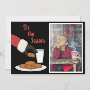 Cartes Pour Fêtes Annuelles "Tis Season Père Noël et Cookies Photo Noël