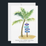 Cartes Pour Fêtes Annuelles Tis the Sea Sun Watercolor Beach Deux photos<br><div class="desc">Tis the Sea Sun Watercolor Beach Two Photos Holiday Card - une petite carte de Noël amusante à envoyer à votre famille et à vos amis cette saison de vacances. La carte comporte un palmier tropical aquarelle avec une enseigne en bois qui dit "c'est le soleil de la mer." avec...</div>