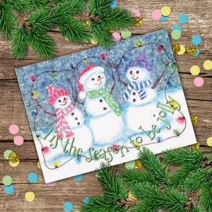 Cartes Pour Fêtes Annuelles Tis The Season To Be Jolly Funny Snowmen