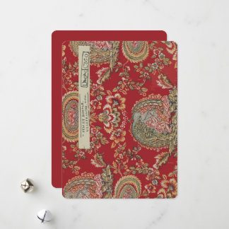 Cartes Pour Fêtes Annuelles Tissu français rouge antique de Villefranche