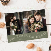 Cartes Pour Fêtes Annuelles To Hearts One Holiday Newlywed Photo Sage Green