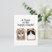 Cartes Pour Fêtes Annuelles Toast Au Joyeux Couple Drôle Mariage Chat Engager (Debout devant)