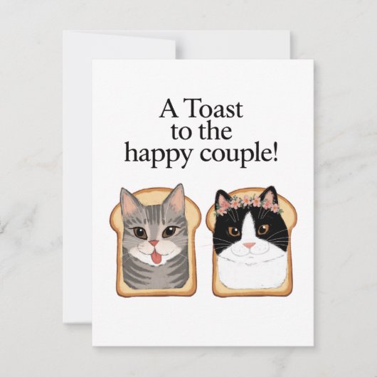 Cartes Pour Fêtes Annuelles Toast Au Joyeux Couple Drôle Mariage Chat Engager (Devant)