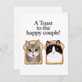 Cartes Pour Fêtes Annuelles Toast Au Joyeux Couple Drôle Mariage Chat Engager (Devant / Derrière)