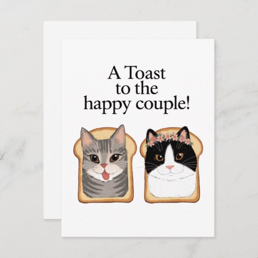 Cartes Pour Fêtes Annuelles Toast Au Joyeux Couple Drôle Mariage Chat Engager (Devant / Derrière)