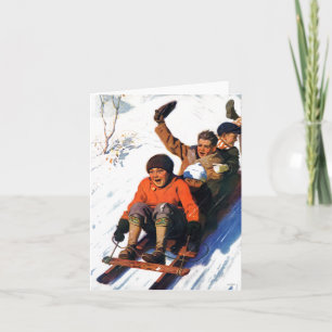 Cartes Pour Fêtes Annuelles Tobagganing