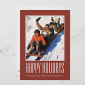 Cartes Pour Fêtes Annuelles Tobagganing (Devant / Derrière)