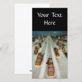 Cartes Pour Fêtes Annuelles Toboggans La nuit d'hiver (Devant / Derrière)