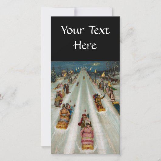 Cartes Pour Fêtes Annuelles Toboggans La nuit d'hiver (Devant)