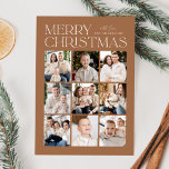 Cartes Pour Fêtes Annuelles Toffee Modern Christmas 9 Photo Collage<br><div class="desc">Carte photo moderne de Noël avec "Joyeux Noël" affichée en haut du design en lettres blanches tendance avec un arrière - plan brun-toffee. Un collage photo de 9 photos est présenté ci-dessous dans une mise en page en grille. Personnalisez la carte de Noël multiphoto avec votre nom de famille. La...</div>