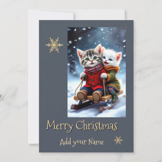 Cartes Pour Fêtes Annuelles Tom and Luna Christmas Card Sledding Winter Scene (Devant)