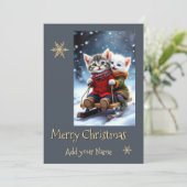 Cartes Pour Fêtes Annuelles Tom and Luna Christmas Card Sledding Winter Scene (Debout devant)