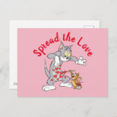 Cartes Pour Fêtes Annuelles Tom & Jerry Peinture de coeurs de la Saint-Valenti (Devant / Derrière)