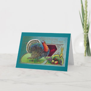 Cartes Pour Fêtes Annuelles Tom Turquie et Fall Fruits Thanksgiving Vintage