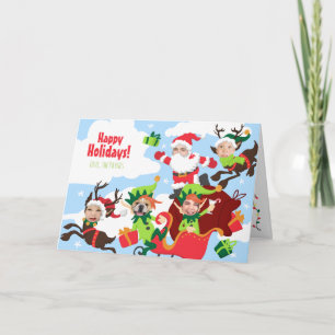 Cartes Pour Fêtes Annuelles Ton Visage Ici ! Famille de 5 Funny Noël