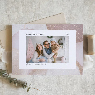 Cartes Pour Fêtes Annuelles Tons mauve et Parties scintillant Accents Photo No