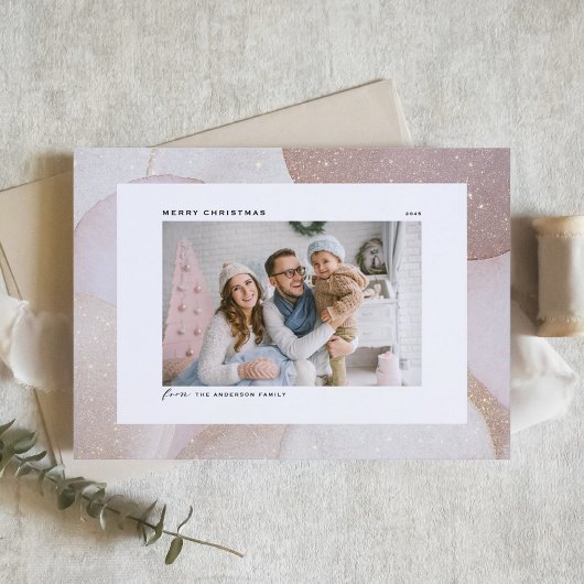 Cartes Pour Fêtes Annuelles Tons mauve et Parties scintillant Accents Photo No