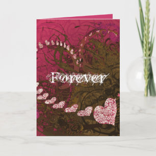 Cartes Pour Fêtes Annuelles Tons Terre Brown Art Abstrait Fissures Coeur Rouge