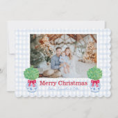 Cartes Pour Fêtes Annuelles Topiary de Noël de preppy Chinoiserie Pot Bow (Devant)