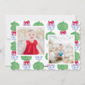 Cartes Pour Fêtes Annuelles Topiary de Noël de preppy Chinoiserie Pot Bow (Dos)