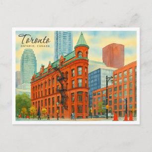 Cartes Pour Fêtes Annuelles Toronto Ontario Canada Aquarelle Rétro