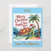 Cartes Pour Fêtes Annuelles Tortue dans le paradis de Noël Custom (Devant / Derrière)