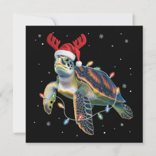 Cartes Pour Fêtes Annuelles Tortue de mer Lumières de Noël Drôle de chapeau de