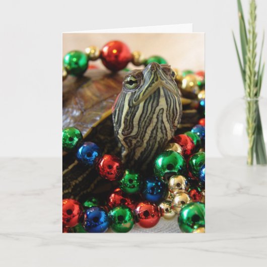 Cartes Pour Fêtes Annuelles Tortue de Noël (Devant)