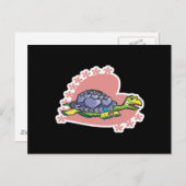 Cartes Pour Fêtes Annuelles tortue des coeurs (Devant / Derrière)