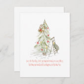 Cartes Pour Fêtes Annuelles Tortue et écureuil avec un arbre de Noël tardif (Devant / Derrière)