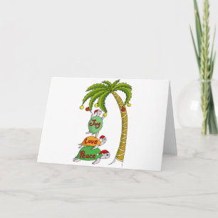Cartes Pour Fêtes Annuelles Tortue hawaïenne Santa de Noël