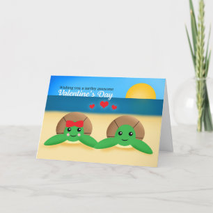 Cartes Pour Fêtes Annuelles Tortues de mer Heureuses Saintes-Valentin sur la p