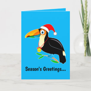 Cartes Pour Fêtes Annuelles Toucan avec Santa Hat Joyeuses vacances!
