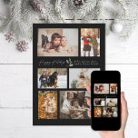 Cartes Pour Fêtes Annuelles Touche de Holly Minimal Photo Collage Happy<br><div class="desc">6 zones photo dans différentes orientations ; le "cadre" noir peut être changé en n'importe quelle couleur dans l'éditeur ; plus ou mettre à l'échelle un accent saint pour convenir à votre texte et photos. Ajoutez un message au dos ou plusieurs photos si vous le souhaitez. "Joyeuses fêtes" Graphique peut...</div>