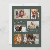 Cartes Pour Fêtes Annuelles Touche de Holly Minimal Photo Collage vert (Devant)