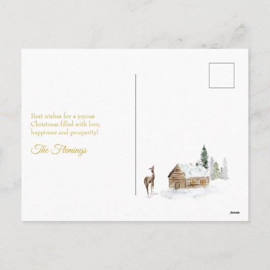 Cartes Pour Fêtes Annuelles Toujours vert - Forêt hivernale de Noël Photo (Dos)