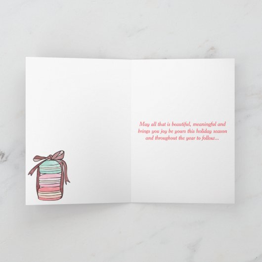 Cartes Pour Fêtes Annuelles Tour Eiffel et Macarons Joyeux Noël chaleureux (Intérieur)
