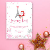 Cartes Pour Fêtes Annuelles Tour Eiffel et Père Noël Pink Paris Noël